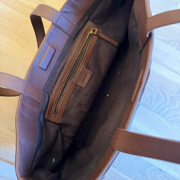 Madewell Basketweave Tote in Leather and Suede Chocolate Brown - Picture 7 of 7